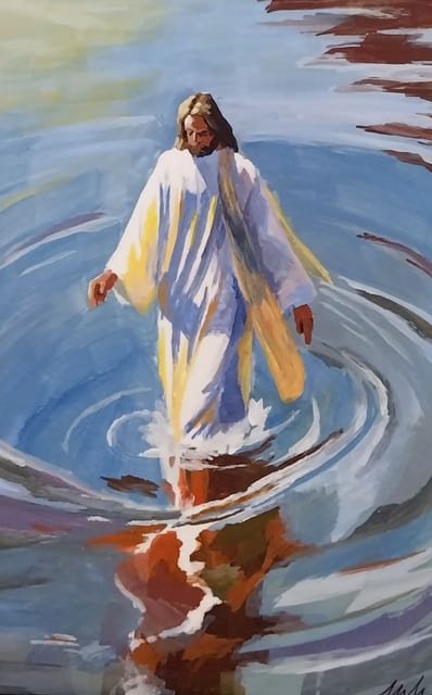 Walking on Water — Gouache