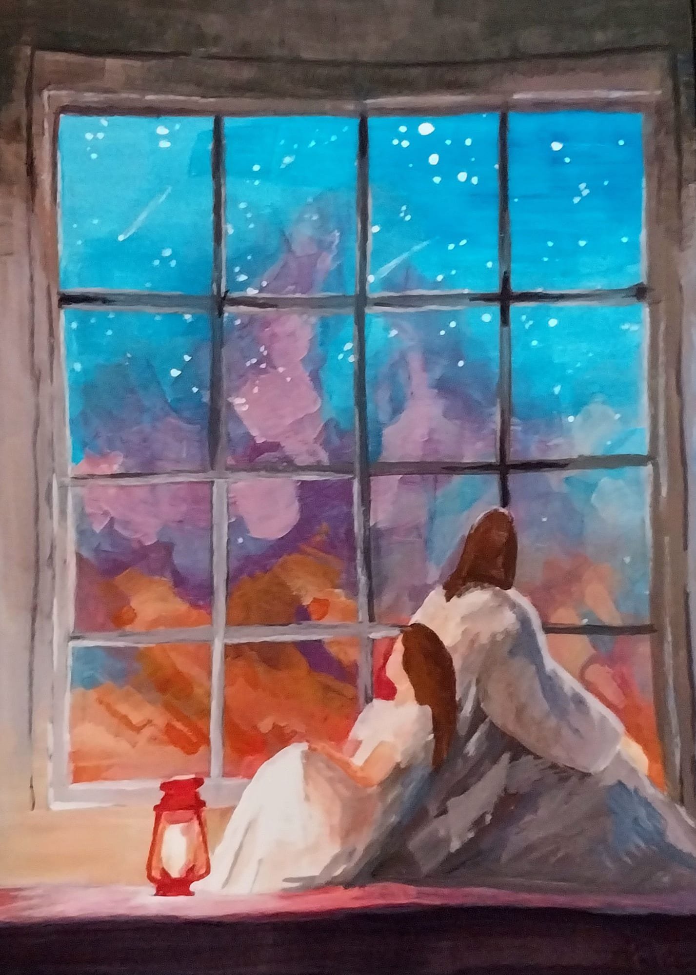 Watching the Stars — Gouache