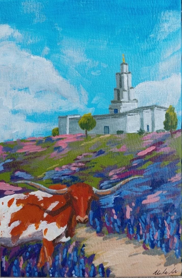 Longhorn below the Temple