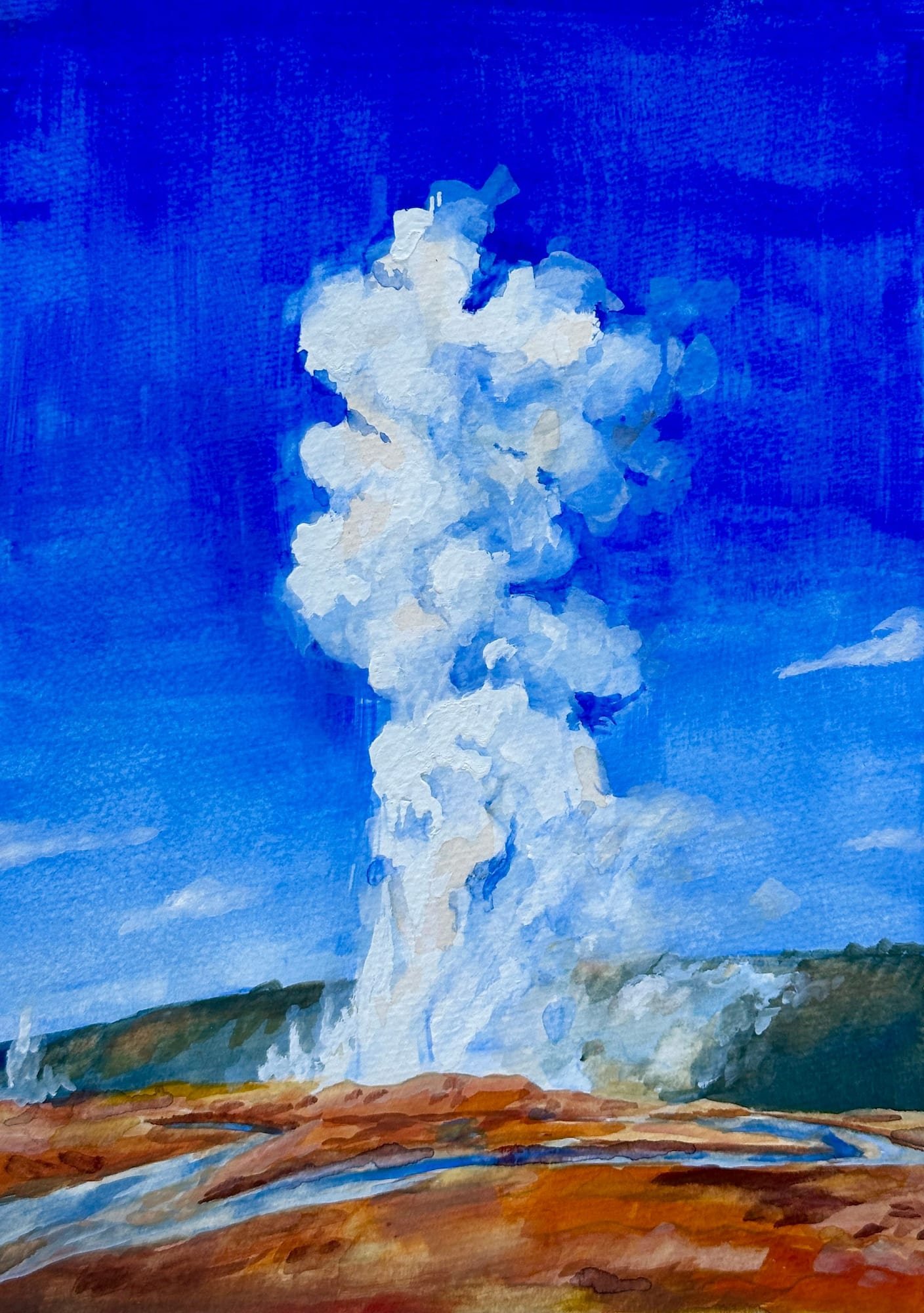 Old Faithful Rising — Gouache
